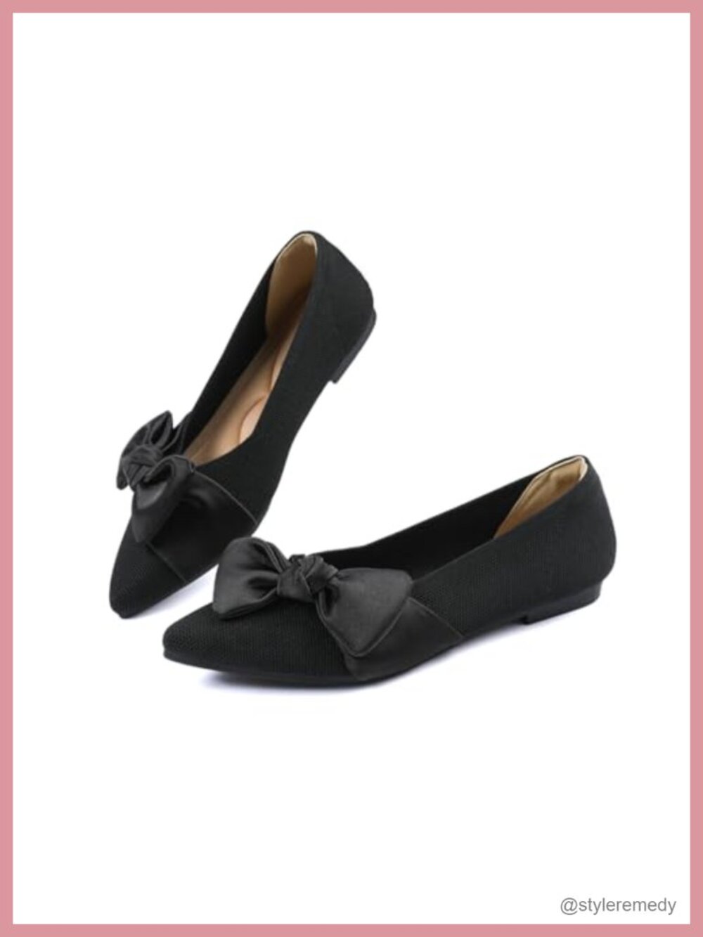 Women's Pointed Toe Ballet Flats with Bow | Mesh Memory Foam Slip-On - Picture 3 of 6